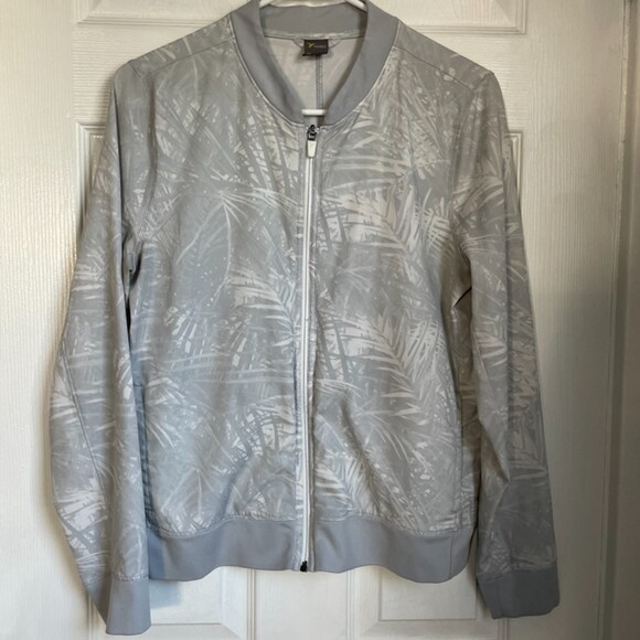 Old Navy athletic bomber jacket zip up palm print - Picture 1 of 5